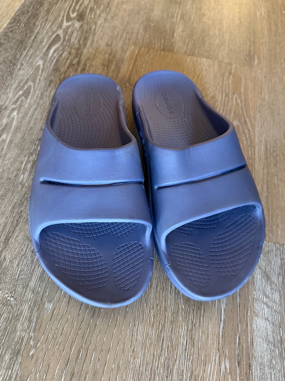 Oofos Womens Ooahh Recovery Sandal Size 38 7 Blue Slide Sporty Shoe Comfy Slipon
